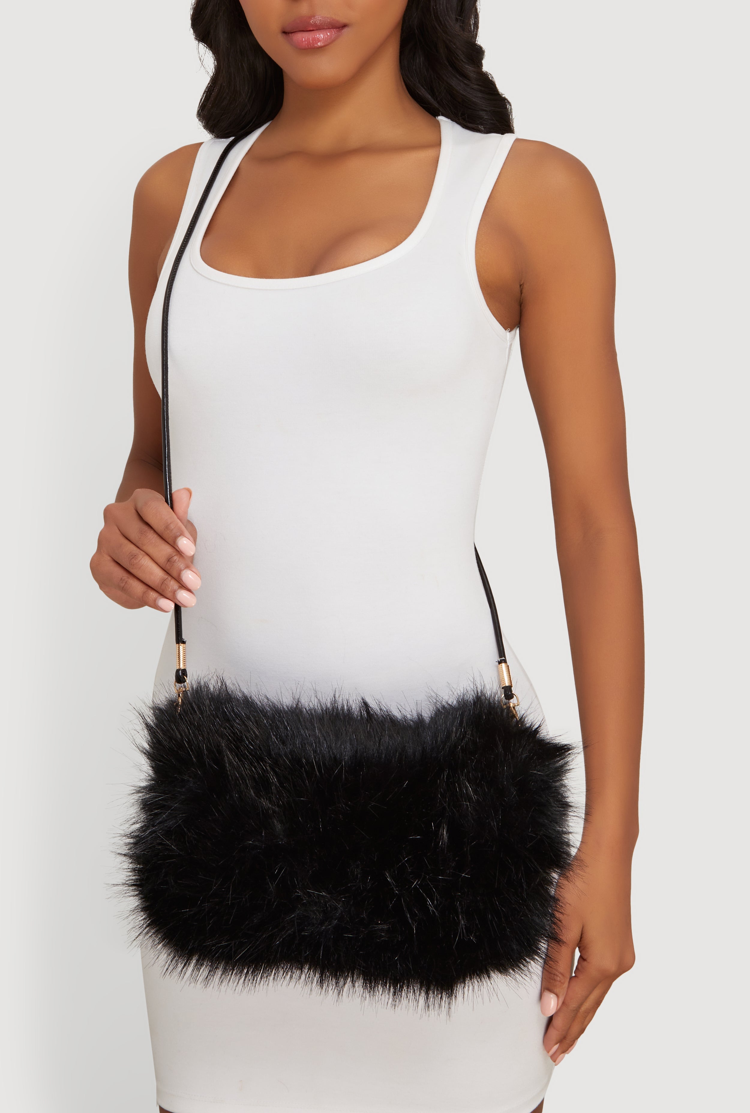 Faux Fur Convertible Muffler Clutch Bag