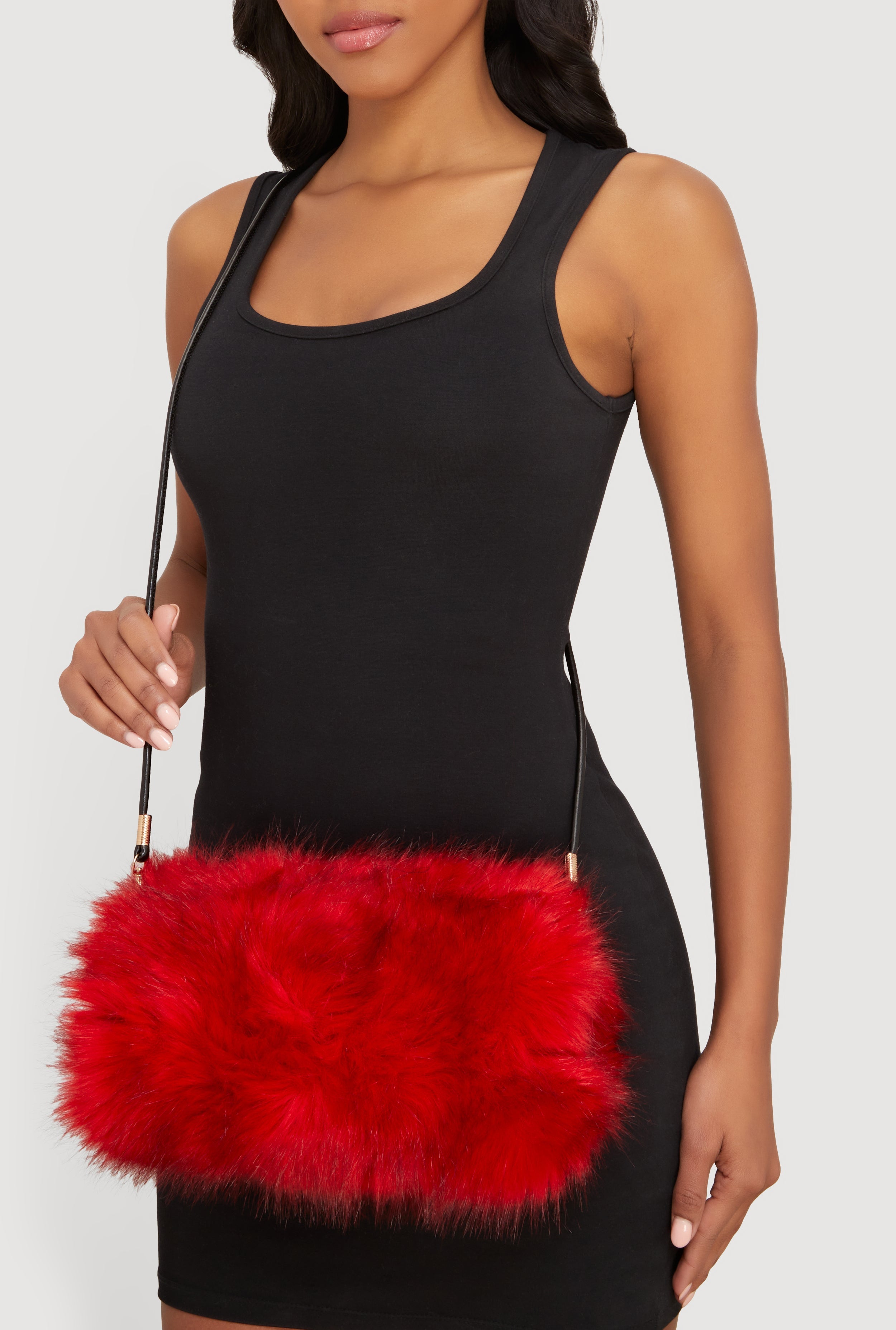 Faux Fur Convertible Muffler Clutch Bag