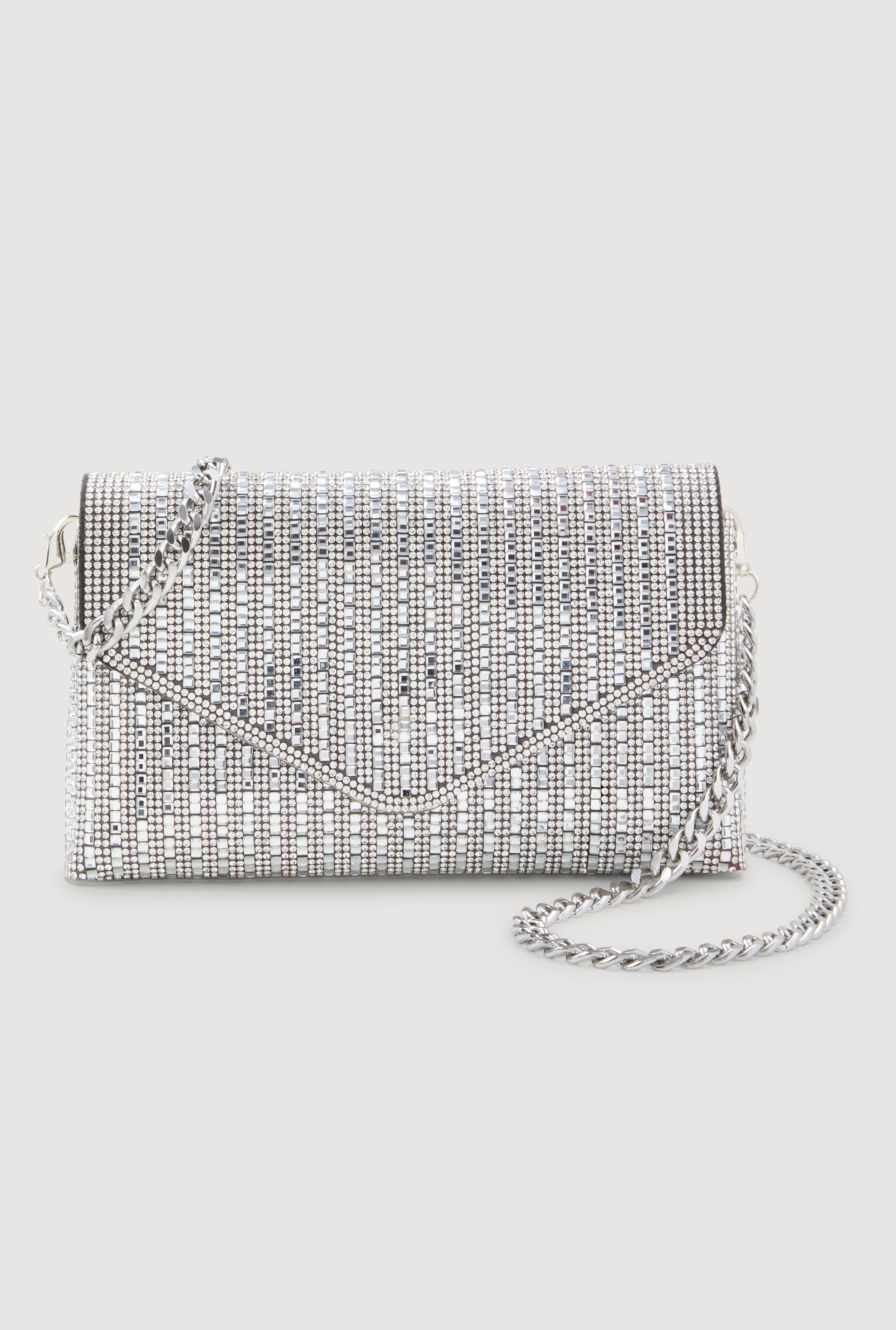 Rhinestone Envelope Clutch with Removable Strap