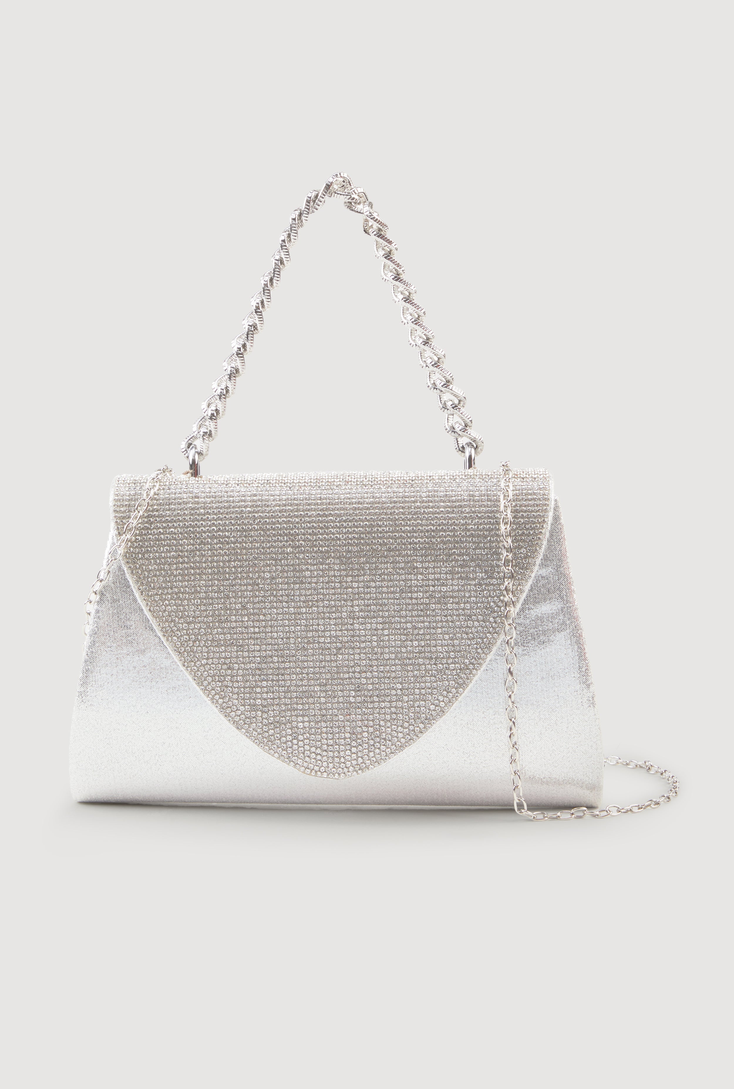 Rhinestone Flap Convertible Crossbody Handbag