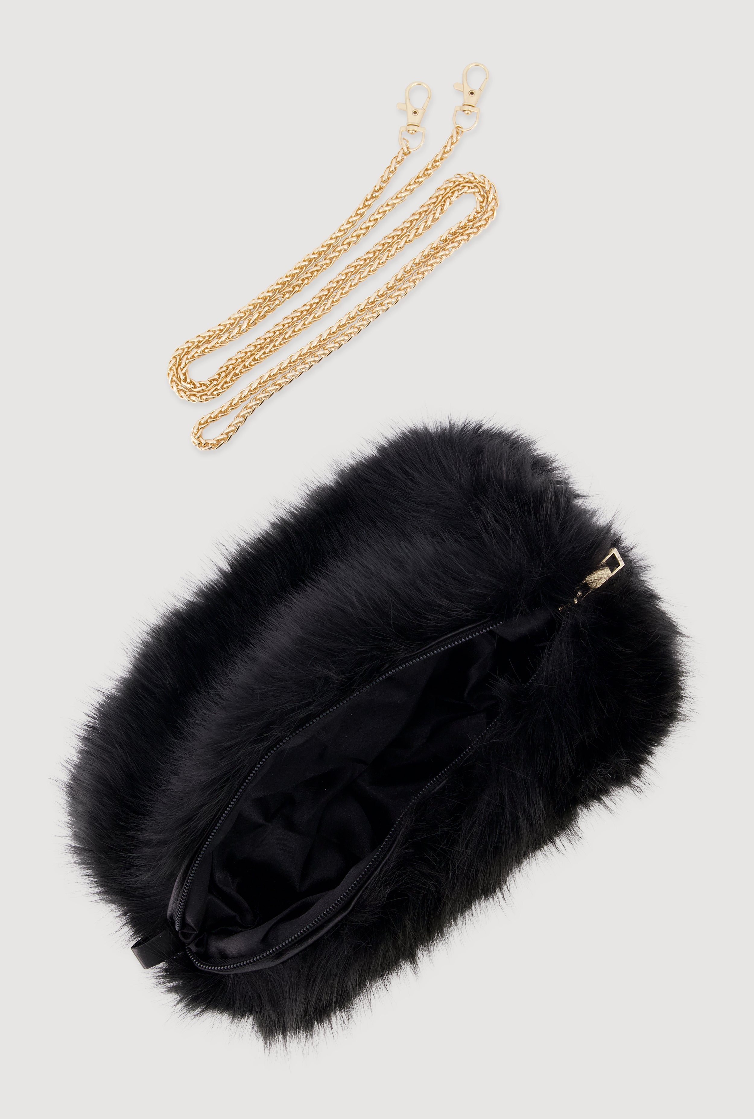 Faux Fur Hand Muff Convertible Clutch Bag
