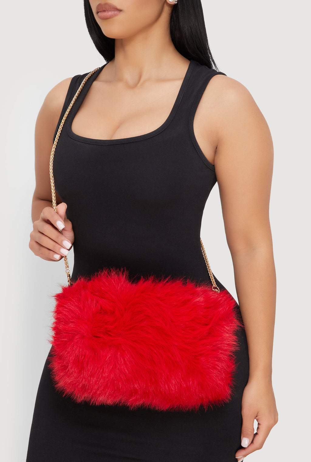 Faux Fur Hand Muff Convertible Clutch Bag