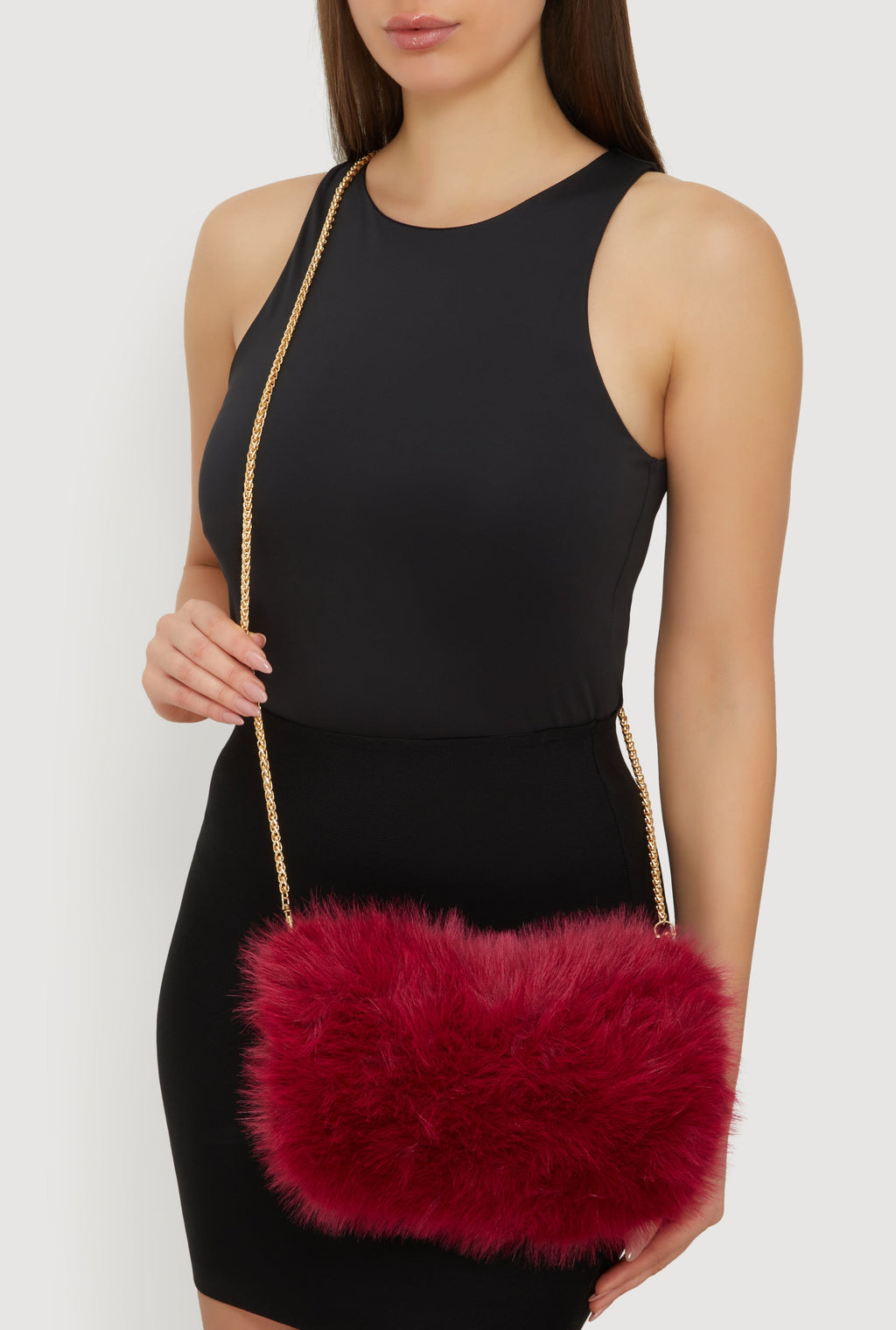 Faux Fur Hand Muff Convertible Clutch Bag