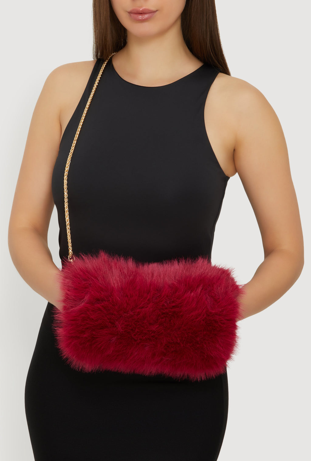 Faux Fur Hand Muff Convertible Clutch Bag