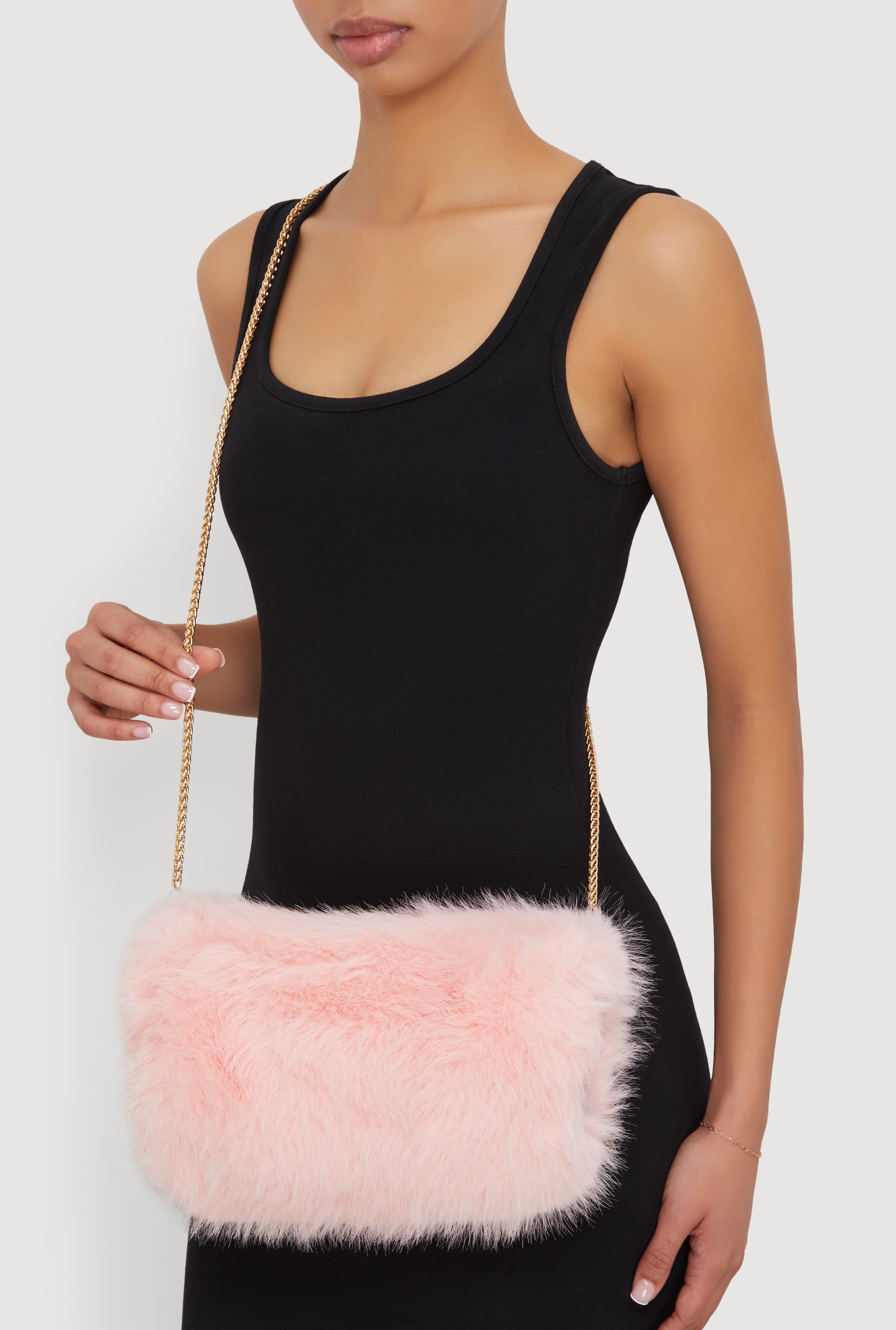 Faux Fur Hand Muff Convertible Clutch Bag