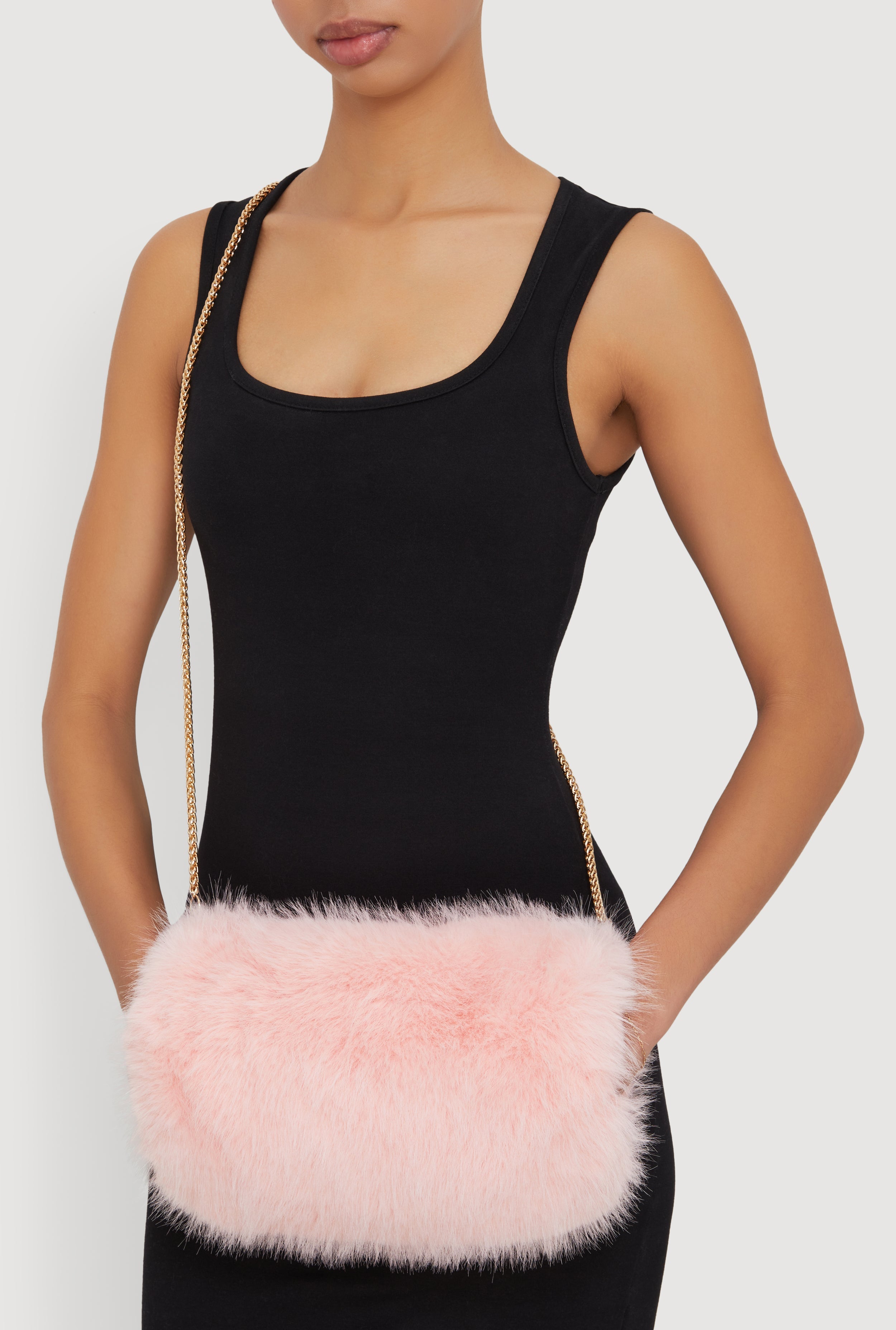 Faux Fur Hand Muff Convertible Clutch Bag