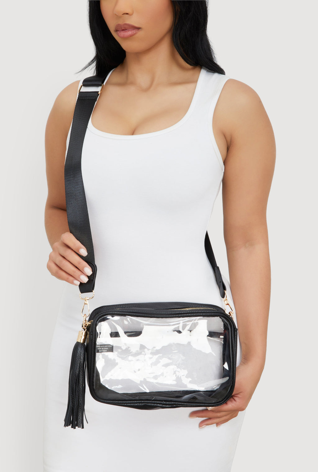 Transparent Crossbody Bag with Tassel