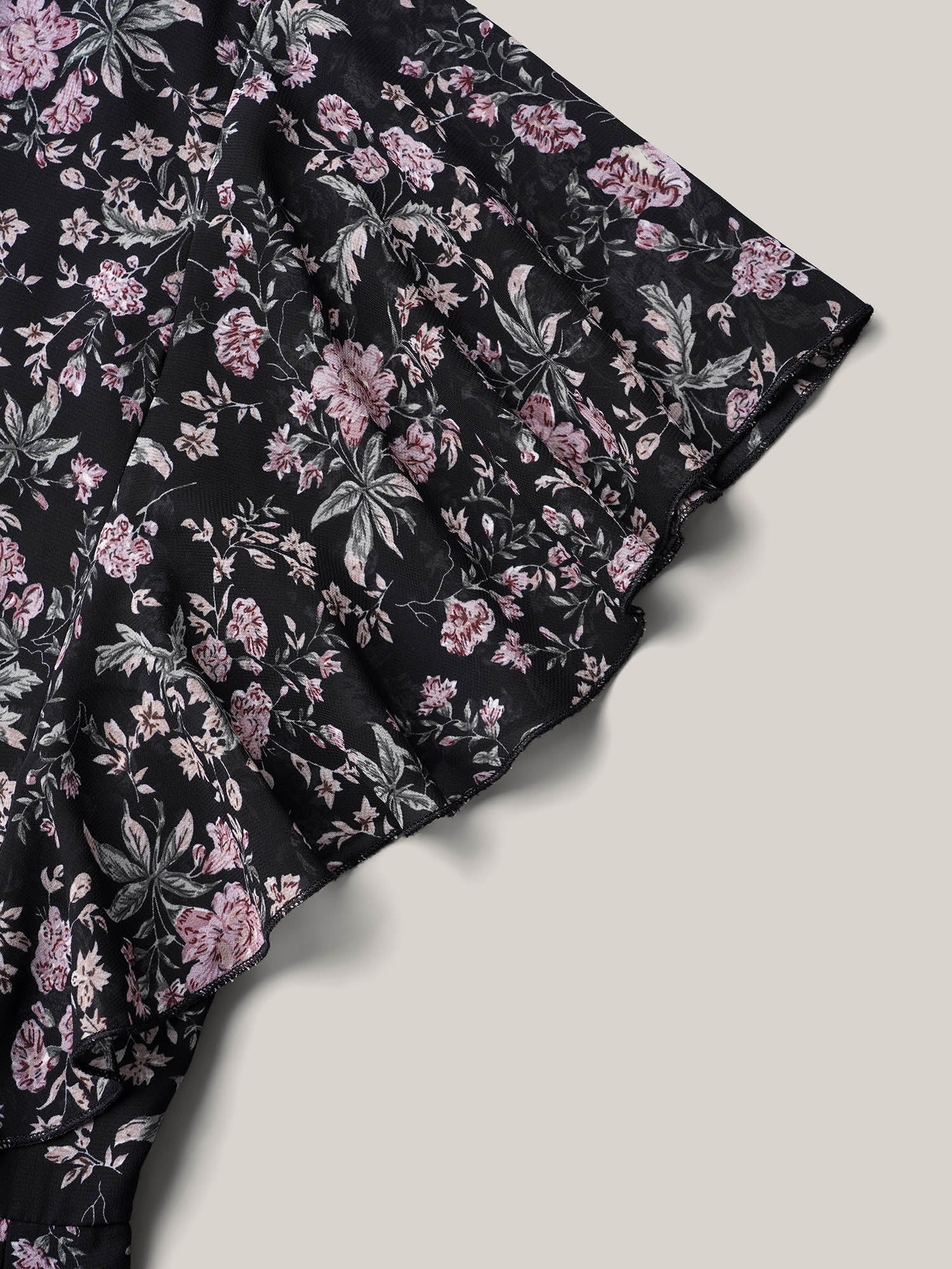 Chiffon Floral Print Ruffled Midi Dress