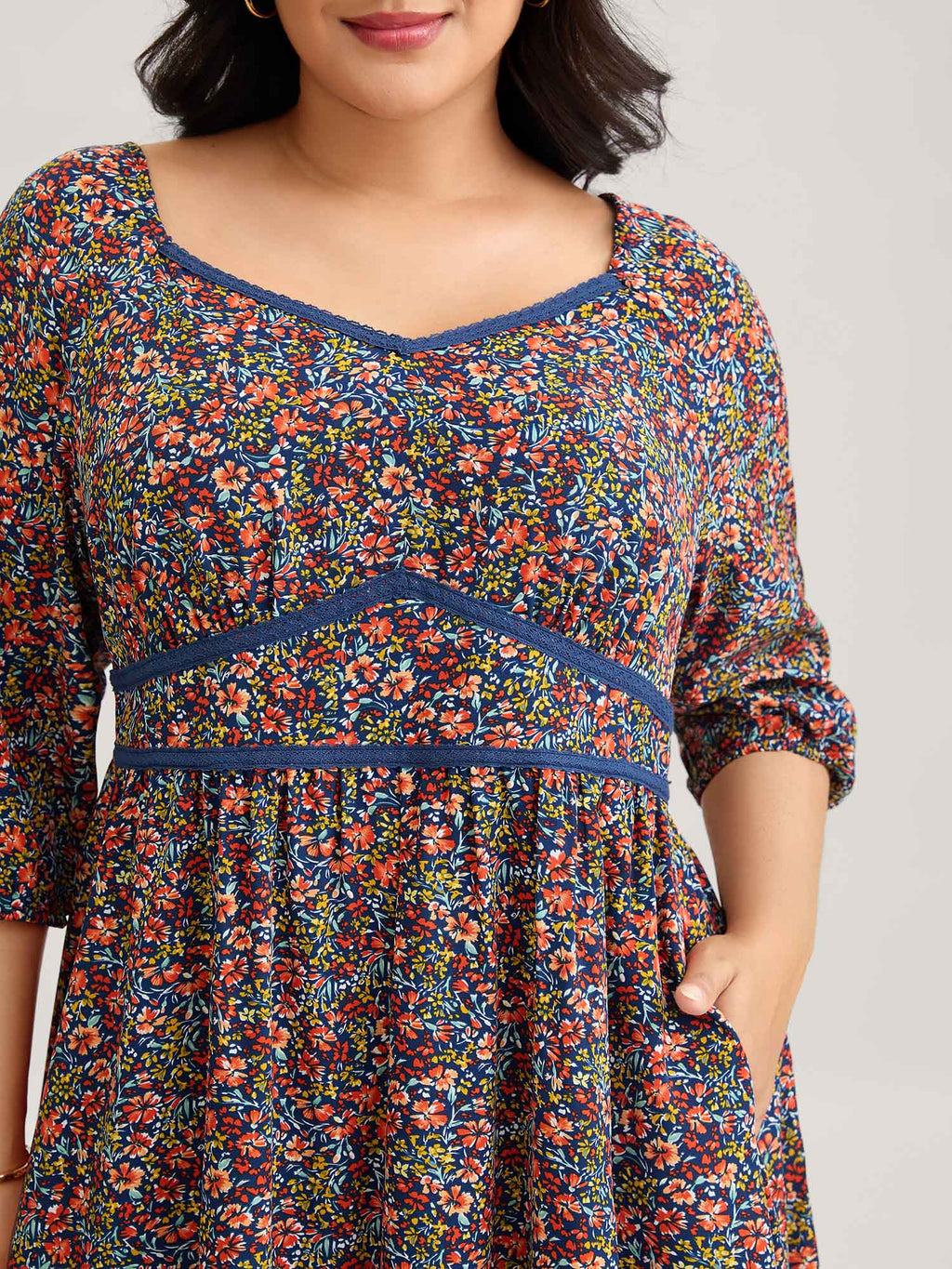 Ditsy Floral Woven Ribbon Maxi Dress