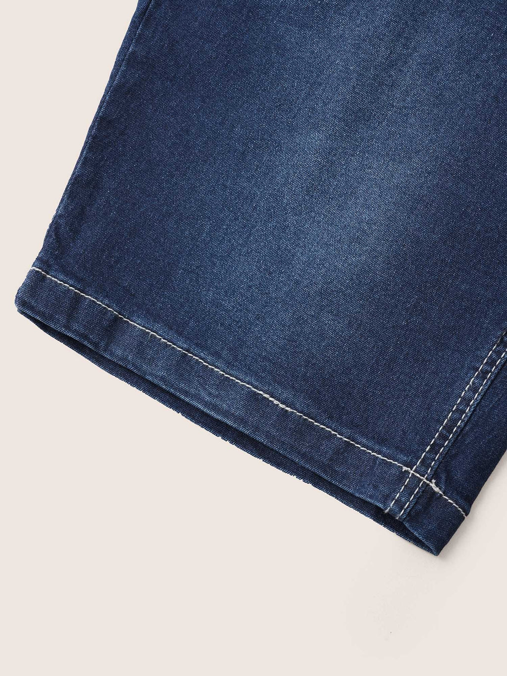 High Rise Knee-Length Skinny-Fit Denim Shorts