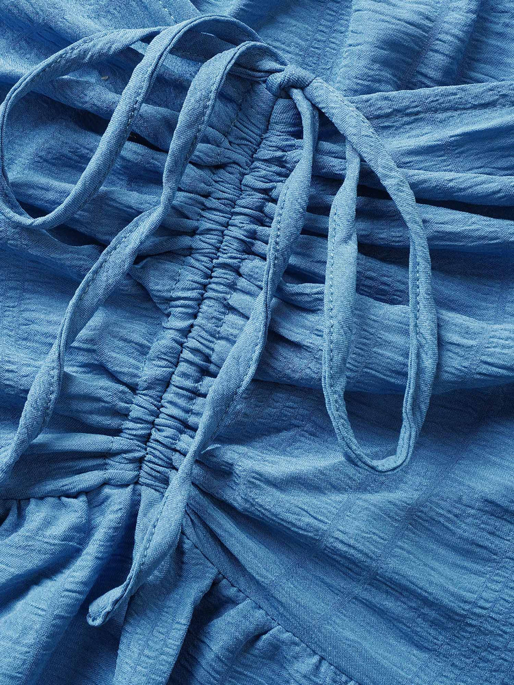 Plain Ruched Drawstring Pocket Ruffle Tiered Dress