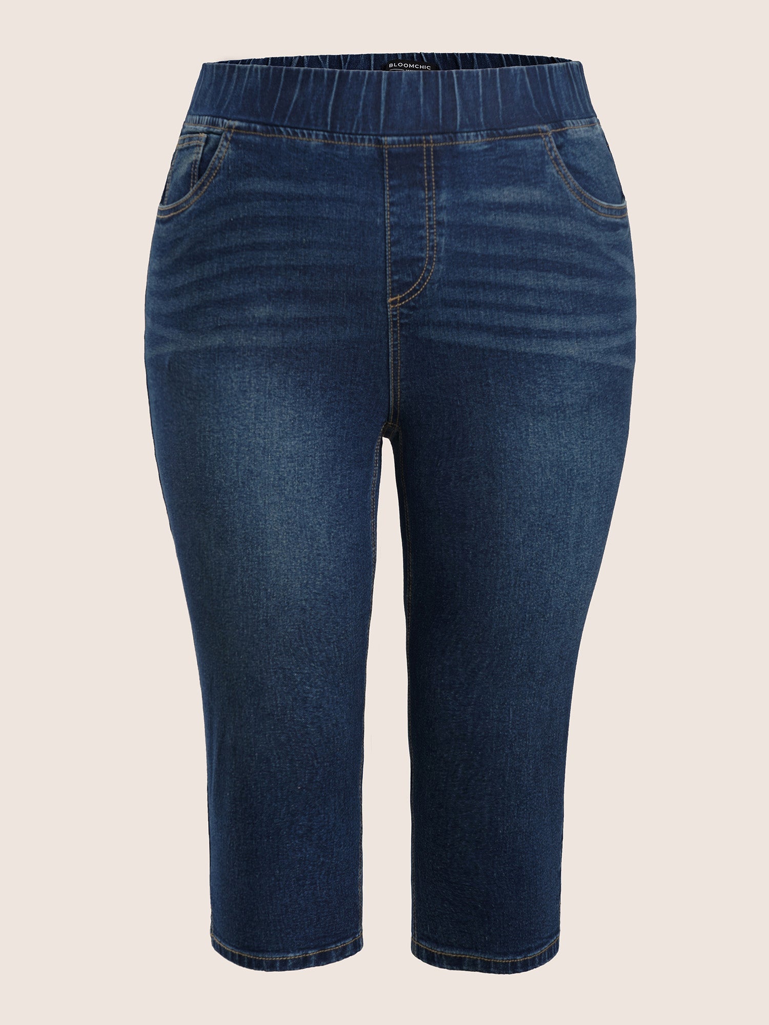 Pull-On Stretchy Waist Skinny-Fit Capri Jeans