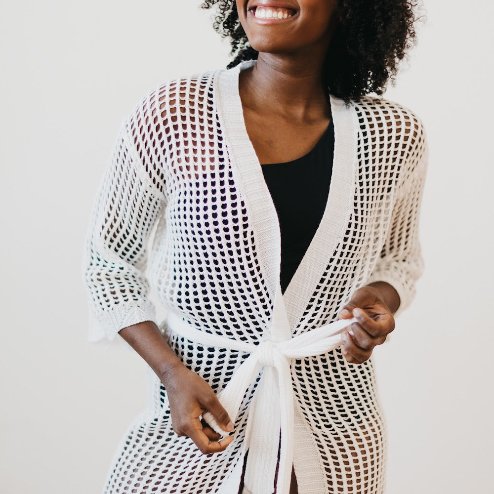 Coastal Views Crochet Tie Kimono